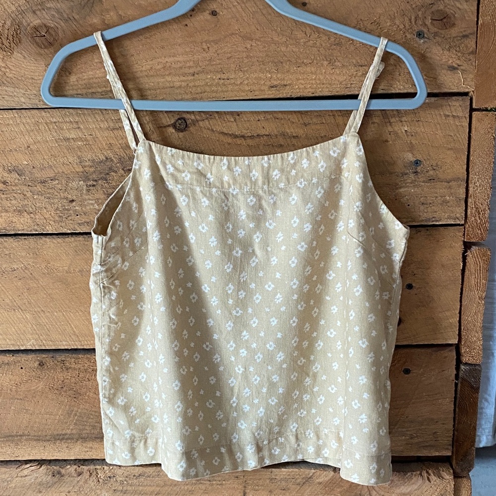 Thread & Supply Cream Beige Floral Spaghetti Strap Cami